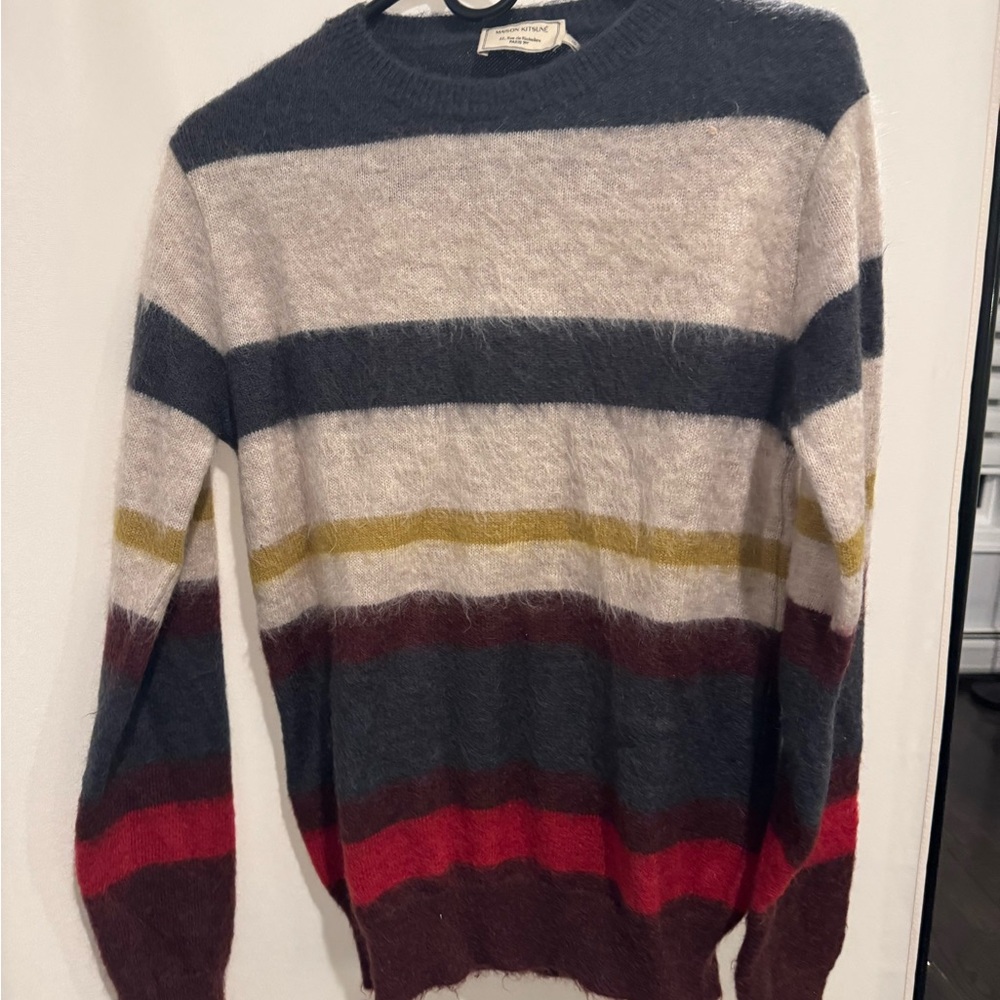 MAISON KITSUNE Multicolor Striped Crewneck Sweater